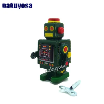 Culoare verde Ingineri mecanici Ceasul Tin jucării robot Retro Manual de Vânt de Până Jucării Vitrina Decoratiuni Artizanat