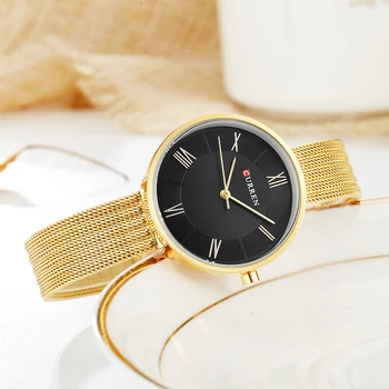 CURREN Femei Ceasuri de Top de Brand de Lux din Oțel Inoxidabil Plasă de Aur Trupa Ceas casual Femei de Afaceri cuarț ceas Relogio Feminino