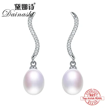 Dainashi 2017 new sosire argint 925 naturale de apă dulce în formă de S, perla picătură cercei bijuterii fine pentru femei