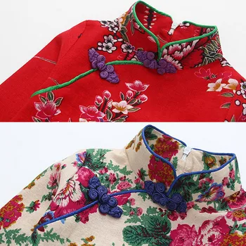 De vânzare cu amănuntul 3-10 ani Fetita din Bumbac In China Tradiție Clasică Cheongsam Pastorală Stil Etnic Costum Individualitatea Elegant