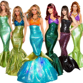 De Vânzare La Cald Femei Costum De Sirenă Halloween Cosplay Mermaid Rochie Sexy Romantic Frumusețea Mării Menajera Femei Rochie De Sirenă Rochie Fantasia