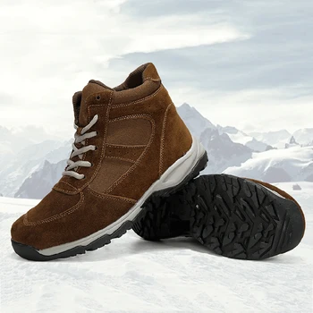 De înaltă calitate bărbați cizme 2017 nou din Piele cald lână groasă bărbați glezna cizme de zapada non-alunecare pantofi de iarna pentru -40 de grade