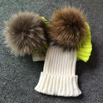 De înaltă calitate nurca blană pălării Pom poms pălărie de iarnă pentru femei căciuli tricotate de brand nou gros capota femme