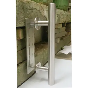 Din Oțel inoxidabil de Alunecare Ușă de Hambar Trageți Mânerul de Lemn mâner de ușă, Nichel periat 19-010-N