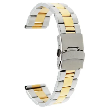 Din Oțel inoxidabil Watchband 18mm pentru Huawei Watch Cataramă de Siguranță Banda de Înlocuire Curea de Încheietura Curea Negru Bratara Argint Aur