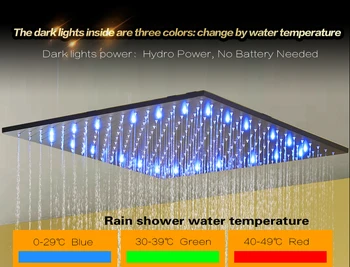 DISGOD Baie și Duș Set Accesorii Sensibile la Temperatură Cap de Duș LED Precipitații Mată Mată Innegresc Baie Robinet de Duș