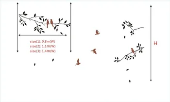 DIY Mare Ramură de Copac Păsări Perete Amovibil Decal Autocolante de Vinil Art Decor Acasă Murală Vinilos Paredes 3d Autocolante de Perete Poster 824