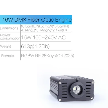 DMX 16W RGBW LED Fibra Optica Motor Driver+28key RF Telecomanda pentru toate tipurile de fibra optica