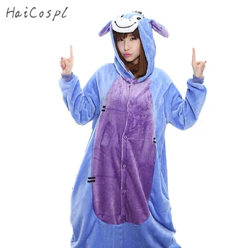 Donkey Pijama Set De Animale Cosplay Costum Femei Bărbați Adulți Iarna Flanel Cald Desene Animate Onesie Iior Albastru Violet Uzura De Partid