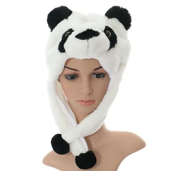 DOUBCHOW de Pluș Drăguț Pufos Earflap Alb Panda Animal Palarii Adulti Femei Adolescenți Copii Băieți Fete Iarna Căciulă Cadou de Crăciun