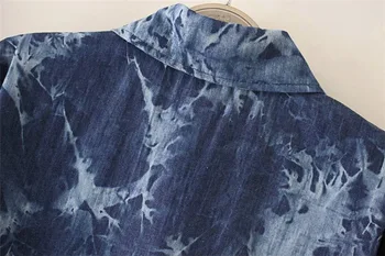 Dower mi-2017 Primavara Toamna Marime Mare XL-3XL Tipărite Femei Blusas Bluze Topuri Lungi Cămăși din Denim Plus Dimensiune Casual Blusas