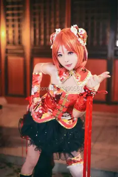 Dragoste imagini de Nishikino Maki Roșu Etapă Rochie cheongsam Chinez Rochie de Cosplay Costum