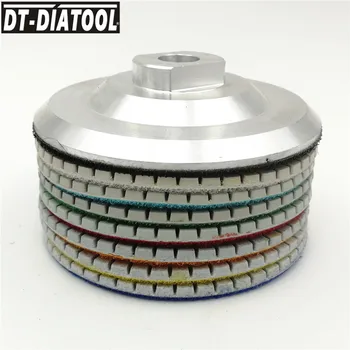 DT-DIATOOL 8pks/set Diamond Umed sau Uscat Lustruire Tampoane 100mm Rășină Bond Discuri Slefuire Mozaic Podea 4inch Granit slefuit M14