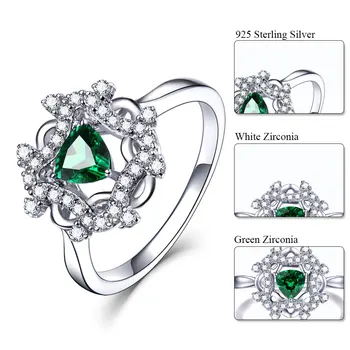 DUBLU-R a Creat Verde Smarald Inel de Piatră prețioasă Argint 925 Inele Broderie