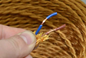 Edison Epocă Sârmă de Aur Tricotate Pânză Retro Cupru Răsucite Sârmă Electrică Pandantiv lumina Textile Cablu de Epocă Lampa Cablu 10M