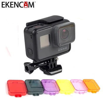 EKENCAM 6 Culori Scufundări Filtru pentru GoPro Hero 5 Negru Camera Capac Obiectiv Capac Roșu Gri Violet Portocaliu Filtru Pentru Go Pro Accesorii
