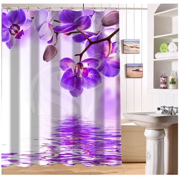 Elegant Culoare Orhidee, Flori Tesatura Perdea de Duș Personalizate Modern Home Decor în Stil European, Perdele de baie