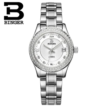 Elveția femei ceasuri de lux, marca BINGER luminos Automatic self-wind Diamant complet din oțel inoxidabil rezistent la apa B1112-4