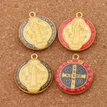 Email Saint Benedict Medalie de Cruce Crucifix Smqlivb Margele 30buc 23.2x27mm 3Colors Pandantive Bijuterii lucrate Manual DIY L1669