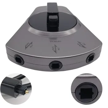 EMK 3-Way Digital Toslink Comutator SPDIF Optic Audio Comutator Cablu Toslink Comutator Selector Hub Cutie pentru DVD, CD player
