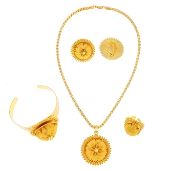 Ethlyn Dimensiuni Mari Seturi de Bijuterii pentru Etiopian de Culoare de Aur Femei Bijuterii de păr lanț/ stick de păr/ pandantiv /bratara/cercei/ringsS140A