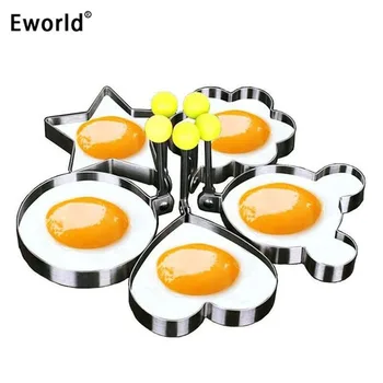 Eworld 5pcs/set din Oțel Inoxidabil Drăguț în Formă de Ou Prajit Mucegai Clatita Inele de Mucegai Instrument de Bucatarie Ou Filtru de Clătită de Flori Rotunde Stele