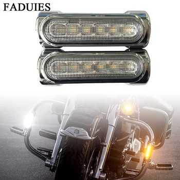 FADUIES Chrome Motocicleta Autostrada Bar Switchback de Conducere Lumină Albă LED Amber pentru Crash Baruri PENTRU Harley Davidson Biciclete de Turism