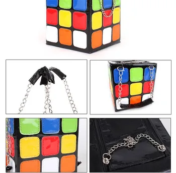 Femei Geantă de mână, Geantă de Umăr Geometrice Colorate Drăguț Magic Cub Rubik Sac de Moda Lanț Tote Snack pack de Stocare Partidul Unic