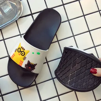 Femei Papuci De Vara Femei Diapozitive Pisica Drăguț Desene Animate Sandale Cu Platforma Aluneca Pe Flip-Flops, Papuci De Plaja Zapatillas Mujer