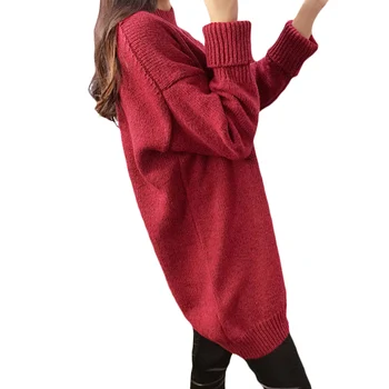 Femei Rochie Pulover Supradimensionat Maneca Lunga Pulover Tricot Simplu Nou Casual, Pulovere Femei Imbracaminte Bluze de Iarna Tricotaje XH619