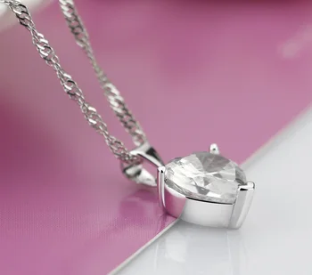 Femei solide de argint in forma de inima pandantiv Moda argint 925 orbitor zircon colier.Farmec bijuterii de argint.Cadou de crăciun