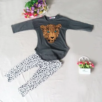 Fete Noi Seturi de Îmbrăcăminte pentru Copii Haine pentru Copii Îmbrăcăminte Completă Tricou Maneca Leopard Legging , 2pc Set , 3 Culori