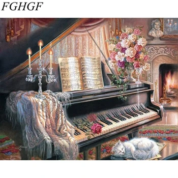 FGHGF Fara rama Arta de Perete Decor Acasă x Imagini cu Flori Pictura De Numere DIY Digitală, Pictură în Ulei Pe Perete