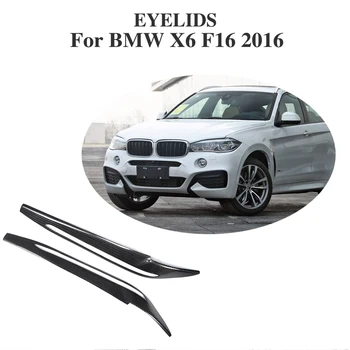 Fibra de Carbon Faruri Pleoape Far Sprancene Acoperă Ornamente Autocolante Pentru BMW X6 F16 2016 2 BUC/set Styling Auto