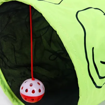 Fierbinte Picătură De Transport Maritim De Companie Pisica Tunel Tipărite Verde Minunat Pisoi Jucăuși Tunel Jucarie Cu Minge Joc Distractiv Jucărie Tunel Vrac Jucării Pisica Joaca
