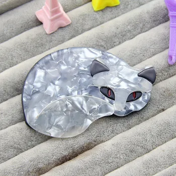FishSheep Acrilice Fox Broșe Pentru Femei De Moda Din Plastic Animale Stil Brosa Pisica Și Ace Insigne Cadouri Nou 2018 Rochie Accesoriu