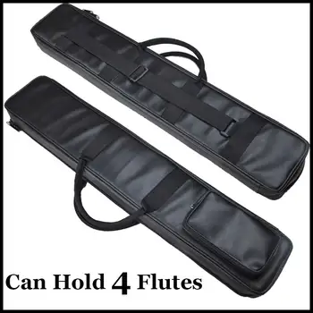 Flaut Chineză Dizi & Xiao Caz Neagră Din Imitație De Piele Geanta Instrument Muzical Tradițional Flauta Husă Capac Poate Ține 4 Fluiere