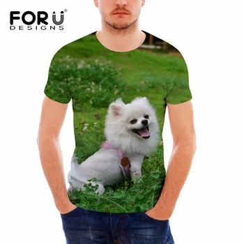FORUDESIGNS Barbati Tricouri Câine Pomeranian de Imprimare Om de Top Tee de Moda cu Mânecă Scurtă T-Shirt pentru Bărbați Stil Simplu Tineret Tricouri Îmbrăcăminte