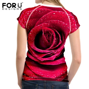 FORUDESIGNS mai Noi jocuri 3D Royal Blue Rose T-shirt Femei Topuri de Vara Tricouri Imprimate Fete tricou Femei de Moda Tricouri Vetement Femme