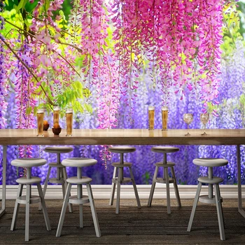 Foto personalizat de Hârtie de Perete 3D Colorate Wisteria Flori Frunze Perete Pictura Murală Living Restaurant Decor Interior imagini de Fundal