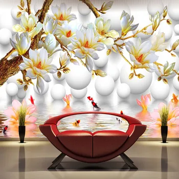 Foto personalizat Tapet 3D Stereoscopic Relief Magnolie Floare Fundal TV de Perete Decor Mural Camera de zi Dormitor Pictura pe Perete