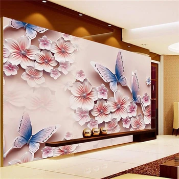 Fotografie 3D tapet Relief picturi murale TV fundalul romantic fluture orhidee, flori 3D mare pictura murala de perete tapet pentru pictura Modernă