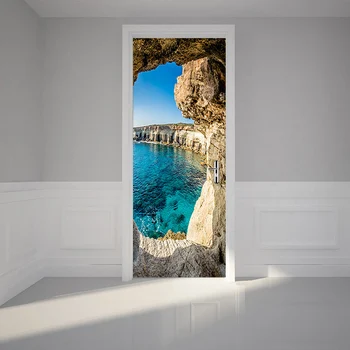 Fotografie Tapet 3D Stereo Pestera peisaj Marin Murale Moderne, Creative DIY Ușa de Perete Autocolant Camera de zi Sala de Mese Decor Acasă PVC Murală