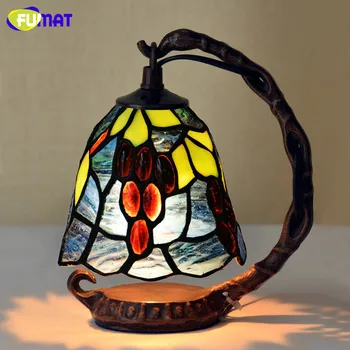 FUMAT de Artă din Sticlă Lumini Tiffany Vitralii Lampa de Masa Restaurant, Cafenea, Bar Deco Lampe Cald Living Lămpi de Noptieră