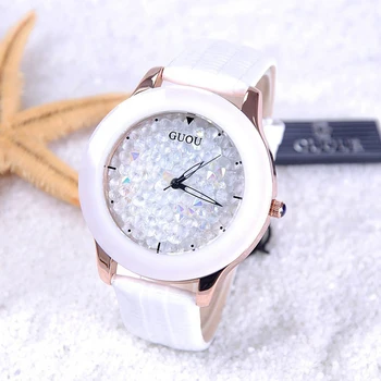 GUOU de Moda Ceasuri Femei Ceasuri de Lux Pentru Femei Brățară Doamnelor Ceas pentru Femei din Piele saat Diamant Ceas relogio feminino