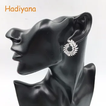 Hadiyana Noi AAA zircon Cercel de Moda de Lux Hiperbola Stil CZ Nunta Bijuterii de Mireasă Petrecere de Aur de Argint de Epocă Cadou