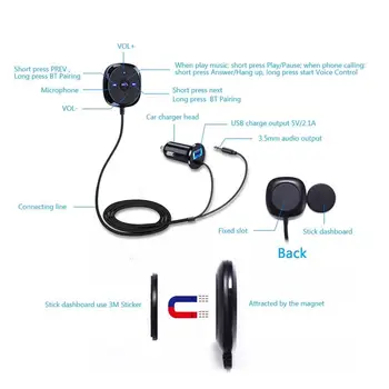 Hands Free Wireless Bluetooth Car Kit Wireless Bluetooth MP3 Player-ul Audio de 3,5 mm AUX TF card Slot-uri Cu Dual USB Masina Încărcător