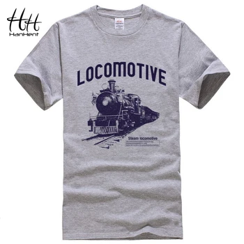 HanHent Locomotiva de Imprimare T-shirt 2018 Mens Tee Shirt de Vară de Moda Rock-O-Gât Vrac Casual Barbati Tricou Streetwear Haine