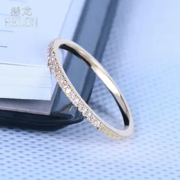 HELON Diamante Trupa Pentru Femei Bijuterii Inel Solid 10K Aur Galben Deschide Naturale de Logodna cu Diamant de Nunta Fin Inel de Setare