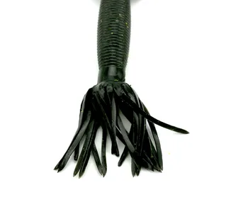 HENGJIA 50pcs 11cm 7,5 g negru grub worm dublu coada din plastic moale momeli de pescuit clătina momeli pentru pescuit stiuca, pescuit pescuit abordează
